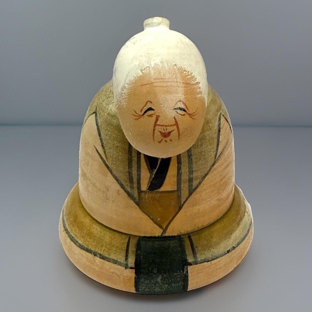 Kokeshi Doll Grandma Mom Kitsch Vintage Retro Hand Painted MCM Japan Art Boho